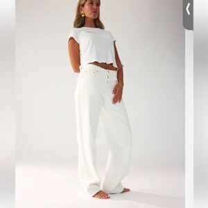 Parke baggy straight white jeans